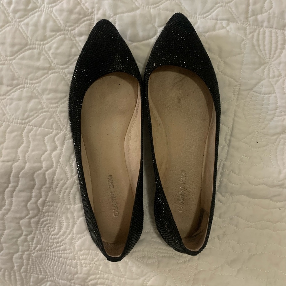 Black fancy sparkly flats